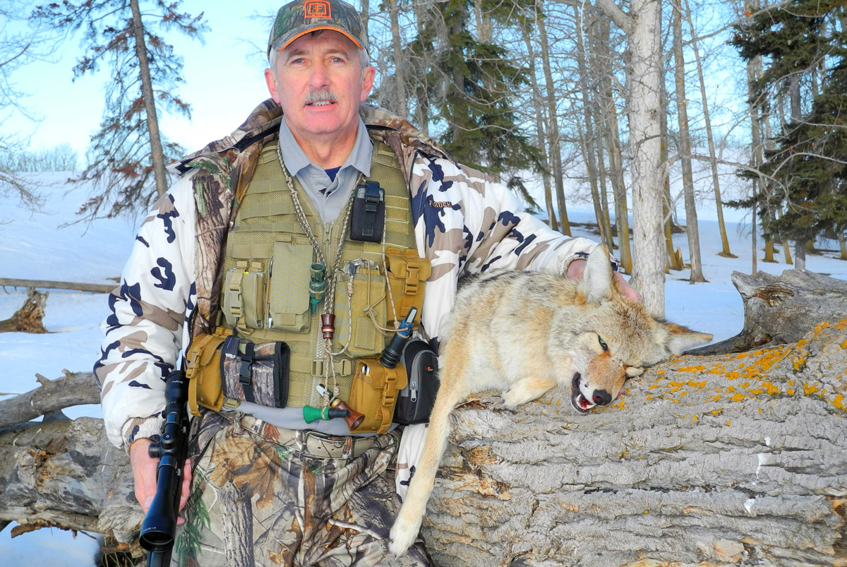 Man wearing vest on wolf hunt
