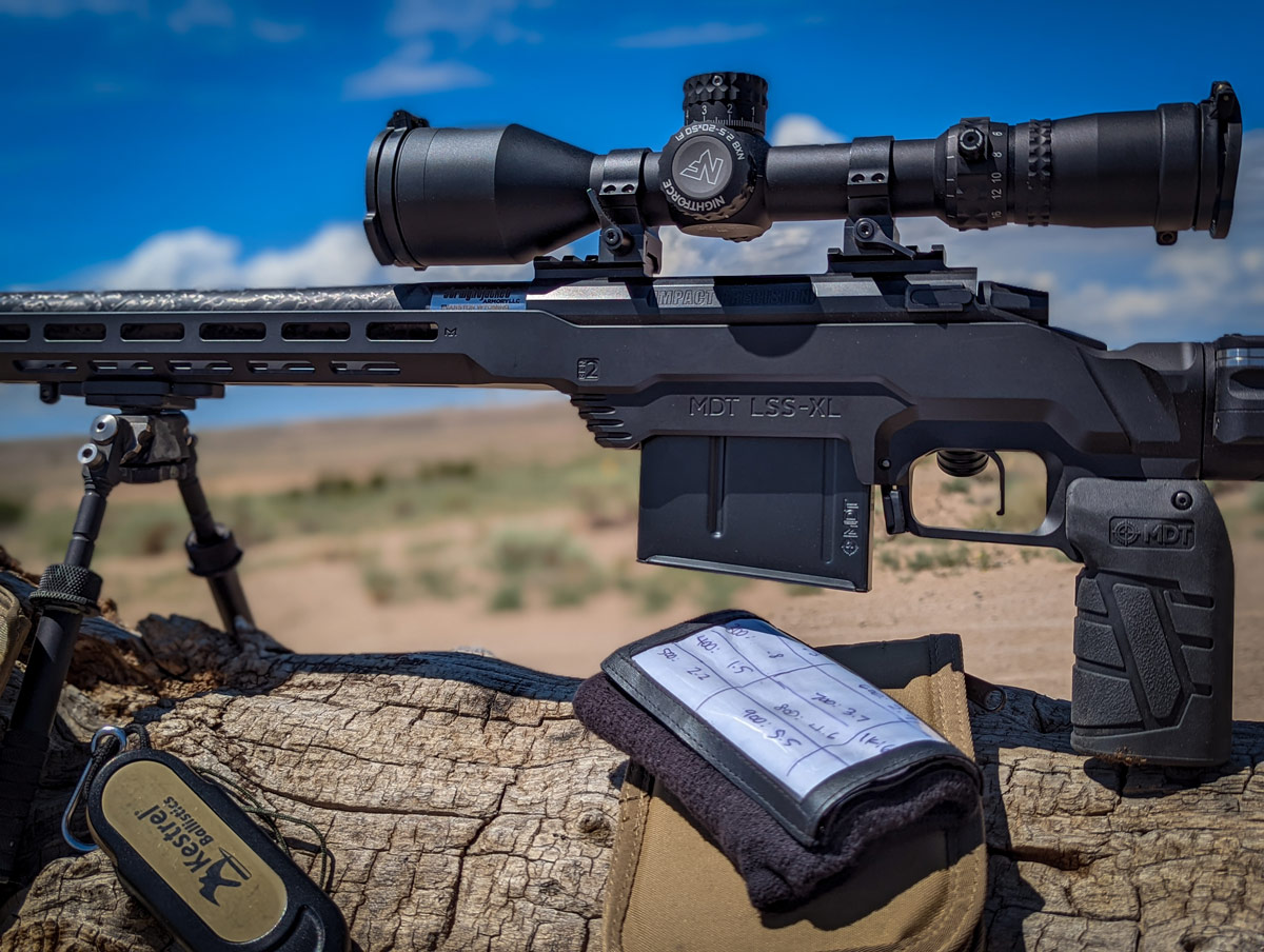 Impact Precision 787R and a Proof Research carbon fiber wrapped barrel. The Impact Precision 787Ris a Remington 700 footprint. MDT makes an AICS style magazine that can accommodate the massive 300 Winchester magnum cartridge.