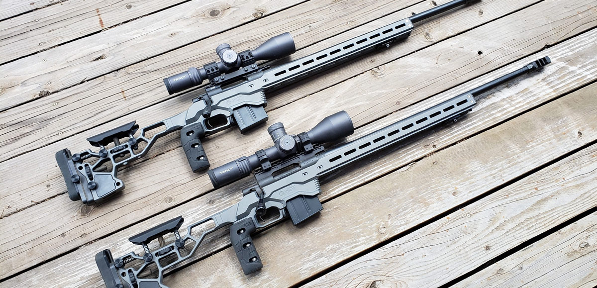 The Twins. Author’s class rifles. Howa 1500 chambered in 6.5 Creedmoor. TRACT optics. MDT ACC Chassis System.